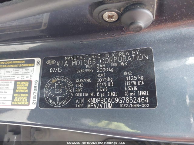 Auction sale of the 2016 Kia Sportage Lx, vin: KNDPBCAC9G7852464, lot number: 12702206
