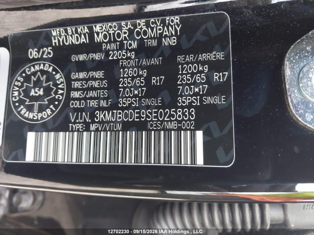 3KMJBCDE9SE025833 Hyundai TUCSON SEL