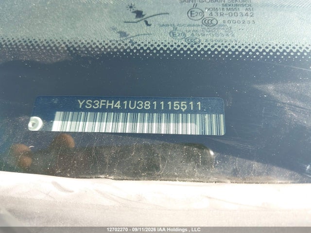 Продажа на аукционе авто 2008 Saab 9-3 Aero, vin: YS3FH41U381115511, номер лота: 12702270