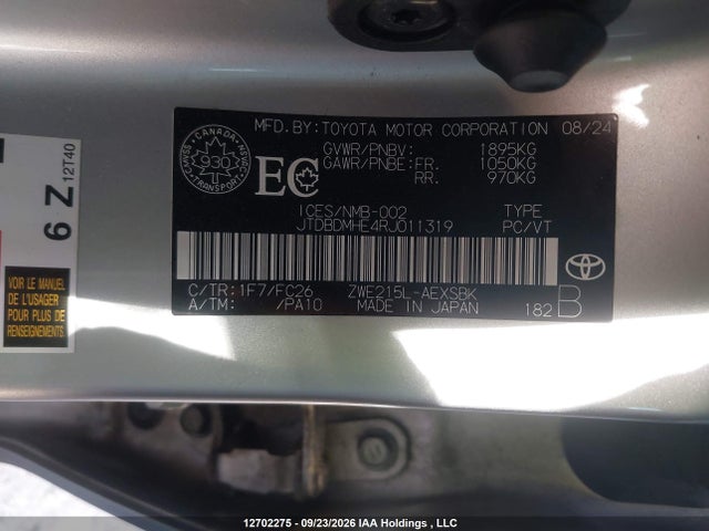 JTDBDMHE4RJ011319 Toyota Corolla Hybrid Se