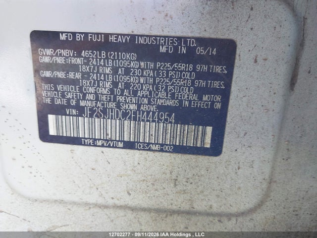 Aukcja sprzedaży 2015 Subaru Forester 2.0xt Premium, vin: JF2SJHDC2FH444954, numer aukcji: 12702277