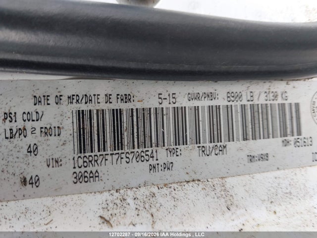 Aukcja sprzedaży 2015 Ram 1500 St, vin: 1C6RR7FT7FS706541, numer aukcji: 12702287