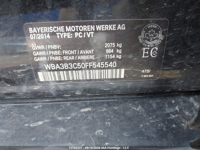 12702337 :رقم المزاد ، WBA3B3C50FF545540 vin ، 2015 Bmw 328i Xdrive مزاد بيع