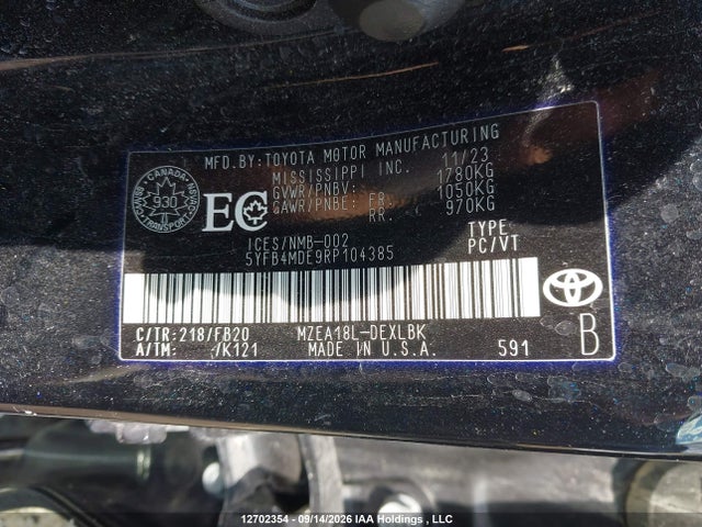 Toyota COROLLA LE 2024 5YFB4MDE9RP104385 Image 9