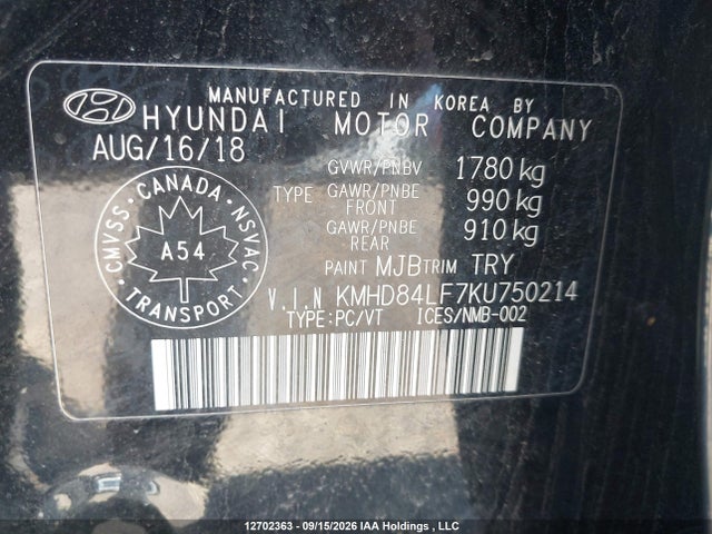 KMHD84LF7KU750214 Hyundai Elantra Preferred