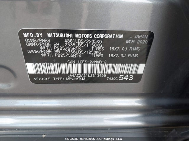 Mitsubishi Outlander Es 2020 JA4AZ2A31LZ613429 Image 19