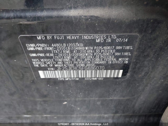 Продаж на аукціоні авто 2015 Subaru Forester 2.5i Touring Package, vin: JF2SJCHC5FG486070, номер лоту: 12702401