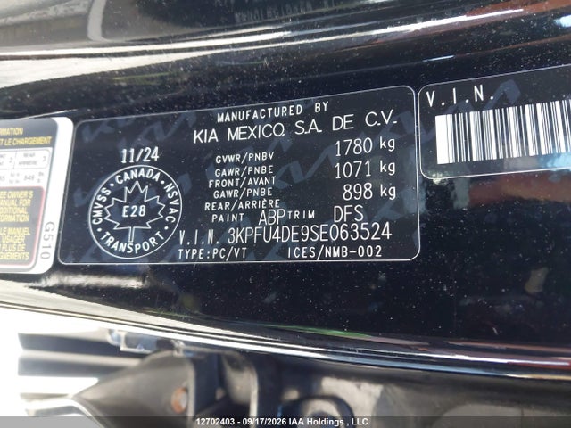 3KPFU4DE9SE063524 KIA K4 Ex