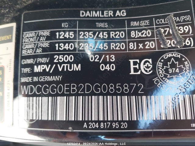 Продаж на аукціоні авто 2013 Mercedes-benz Glk 250 Bluetec, vin: WDCGG0EB2DG085872, номер лоту: 12702414