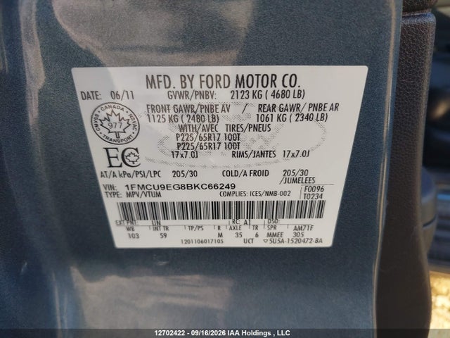 Продаж на аукціоні авто 2011 Ford Escape, vin: 1FMCU9EG8BKC66249, номер лоту: 12702422