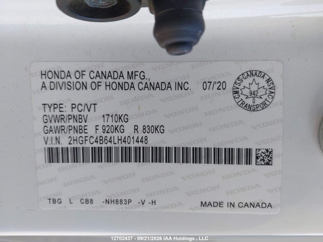 Honda Civic Lx 2020 2HGFC4B64LH401448 Image 19