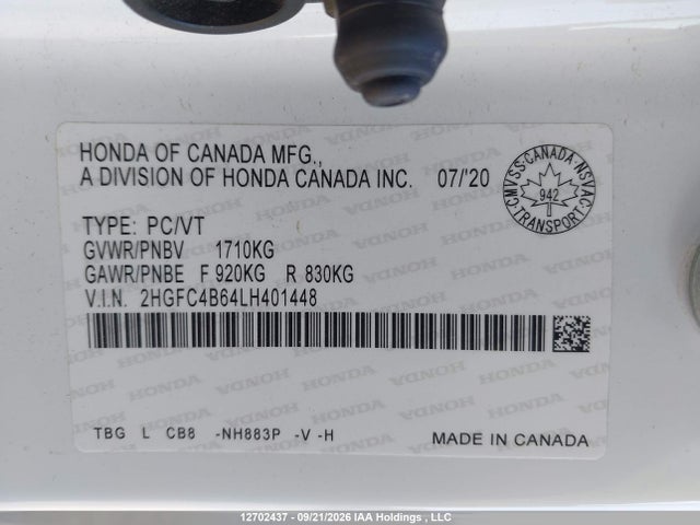 Honda Civic Lx 2020 2HGFC4B64LH401448 Image 9