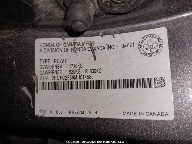 Honda Civic Lx 2021 2HGFC2F59MH014580 Image 19