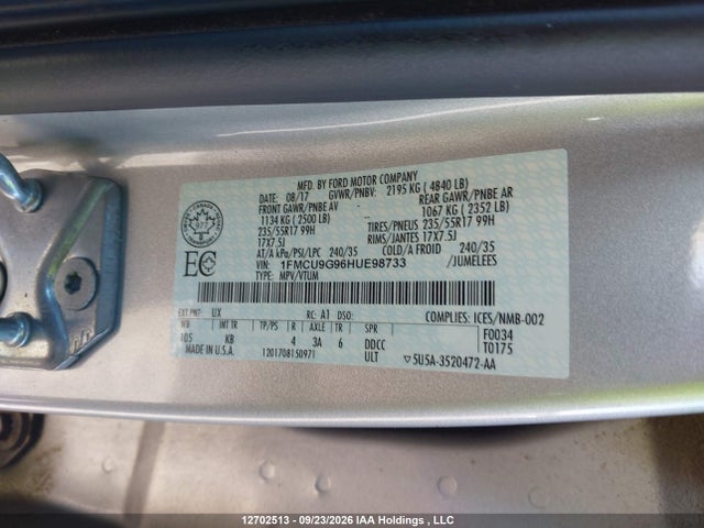 Ford ESCAPE SE 2017 1FMCU9G96HUE98733 Image 9