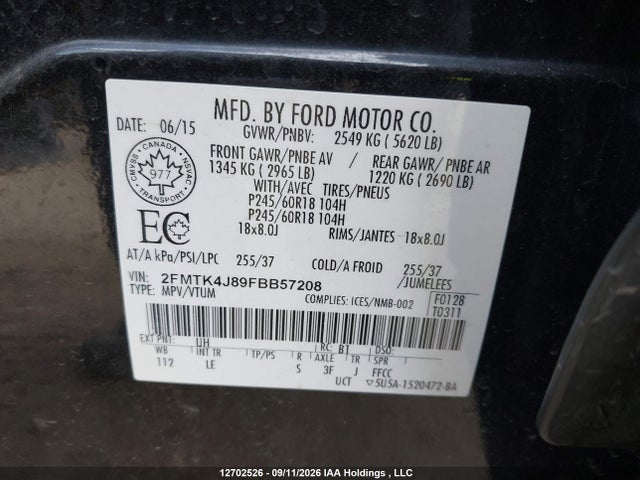Ford EDGE SEL 2015 2FMTK4J89FBB57208 Image 19