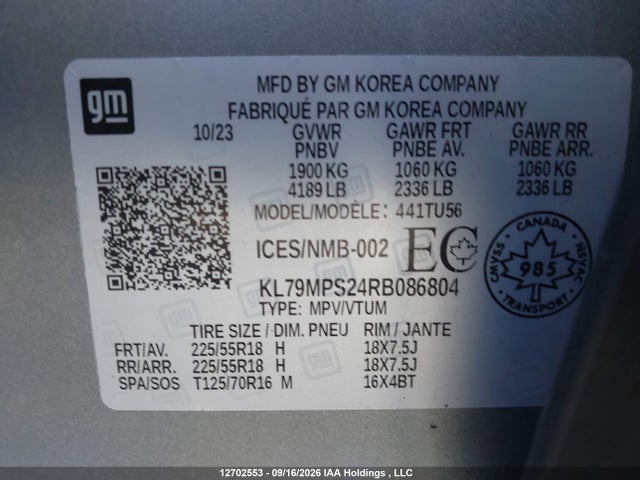 KL79MPS24RB086804 Chevrolet Trailblazer Lt