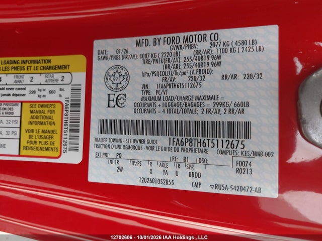 1FA6P8TH6T5112675 Ford Mustang