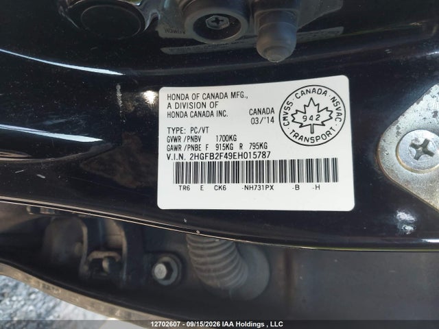 2014 Honda Civic Lx მანქანა იყიდება აუქციონზე, vin: 2HGFB2F49EH015787, აუქციონის ნომერი: 12702607