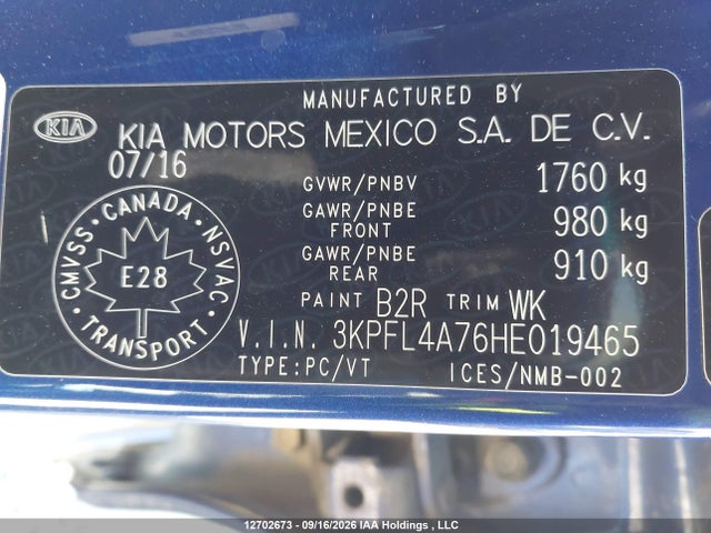 12702673 :رقم المزاد ، 3KPFL4A76HE019465 vin ، 2017 Kia Forte Lx/s مزاد بيع