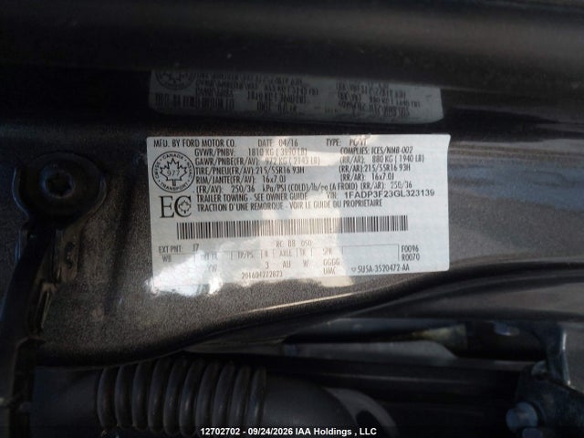 1FADP3F23GL323139 Ford Focus