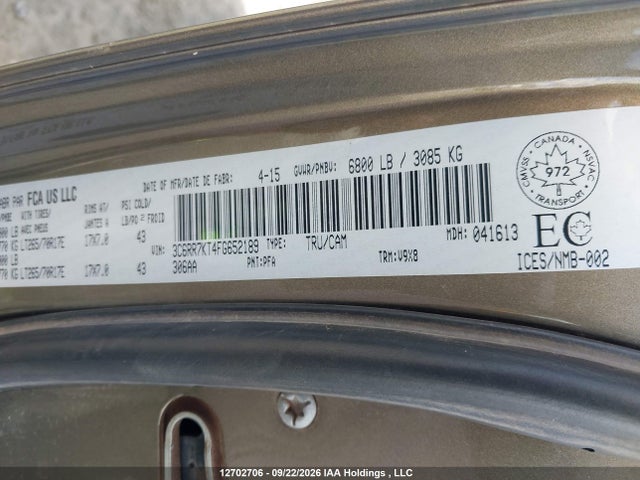 Aukcja sprzedaży 2015 Ram 1500 St, vin: 3C6RR7KT4FG652189, numer aukcji: 12702706