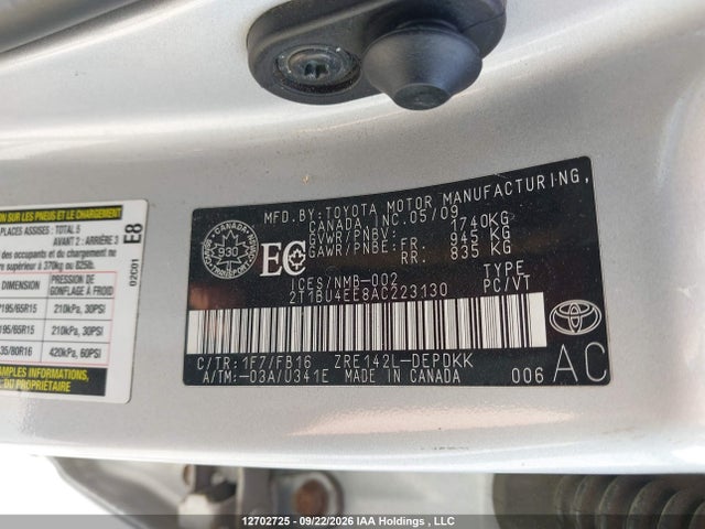 Aukcja sprzedaży 2010 Toyota Corolla S/le/xle, vin: 2T1BU4EE8AC223130, numer aukcji: 12702725