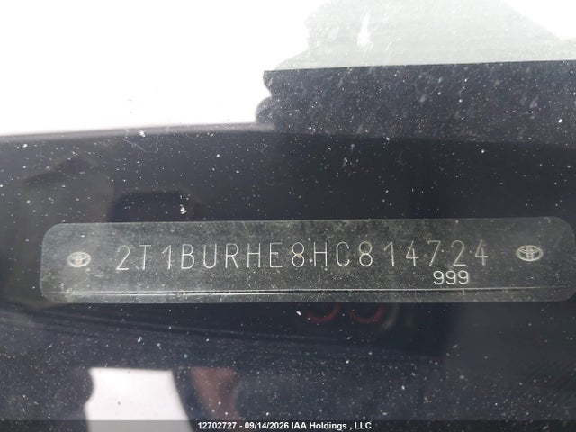 2017 Toyota Corolla მანქანა იყიდება აუქციონზე, vin: 2T1BURHE8HC814724, აუქციონის ნომერი: 12702727