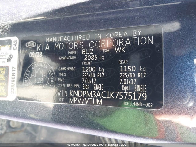KIA Sportage 2019 KNDPM3AC1K7575179 Image 9