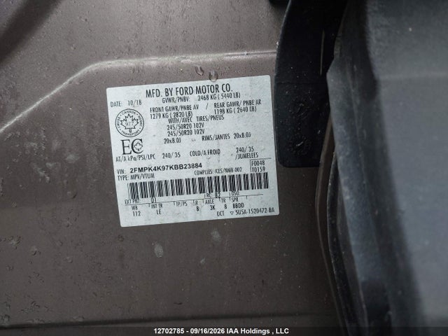Продажа на аукционе авто 2019 Ford Edge Titanium, vin: 2FMPK4K97KBB23884, номер лота: 12702785