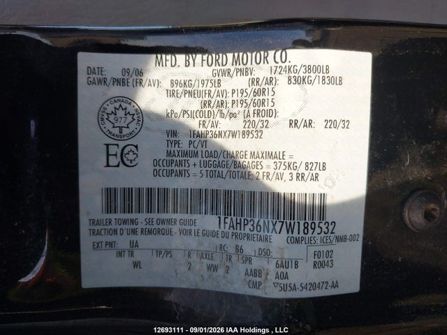 Продаж на аукціоні авто 2007 Ford Focus Se/ses, vin: 1FAHP36NX7W189532, номер лоту: 12693111