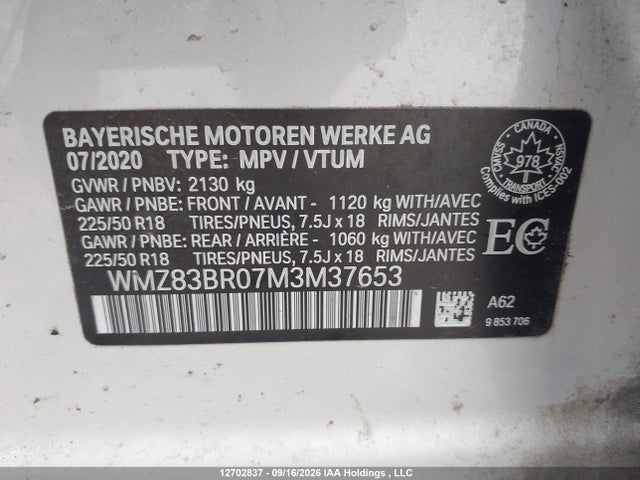 12702837 :رقم المزاد ، WMZ83BR07M3M37653 vin ، 2021 Mini Cooper S Countryman All4 مزاد بيع