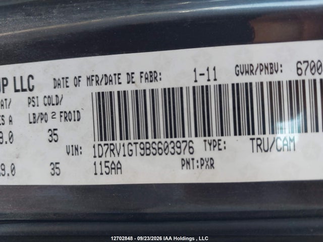 Aukcja sprzedaży 2011 Ram 1500, vin: 1D7RV1GT9BS603976, numer aukcji: 12702848
