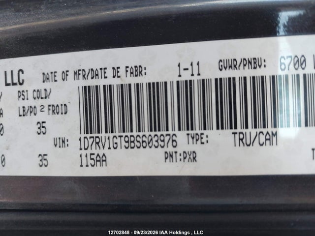 Aukcja sprzedaży 2011 Ram 1500, vin: 1D7RV1GT9BS603976, numer aukcji: 12702848
