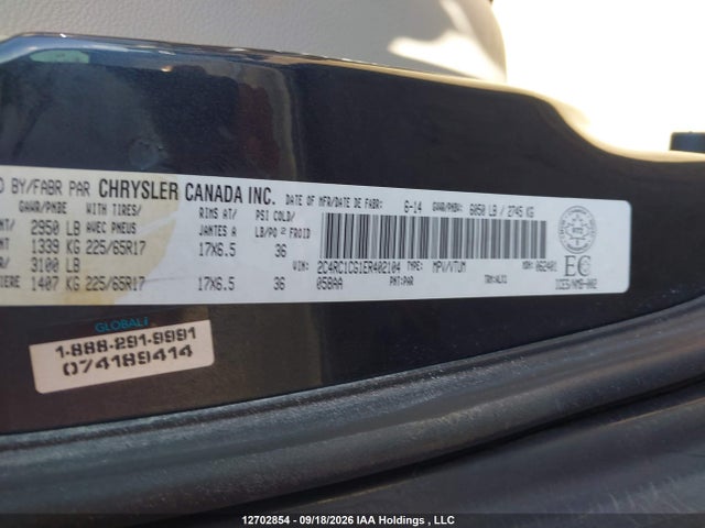 Aukcja sprzedaży 2014 Chrysler Town & Country, vin: 2C4RC1CG1ER402104, numer aukcji: 12702854