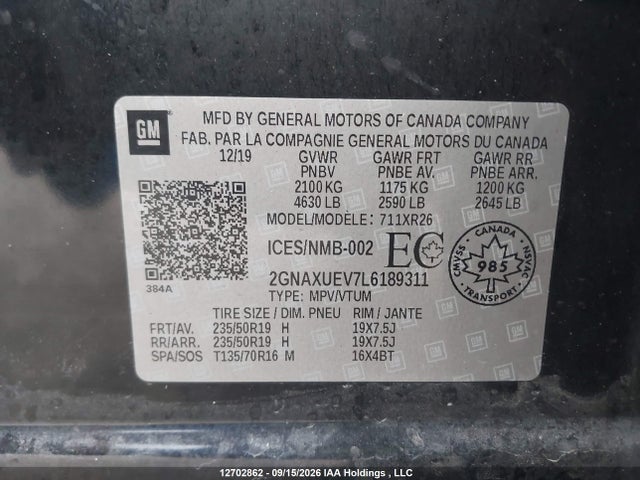 Chevrolet EQUINOX LT 2020 2GNAXUEV7L6189311 Image 19