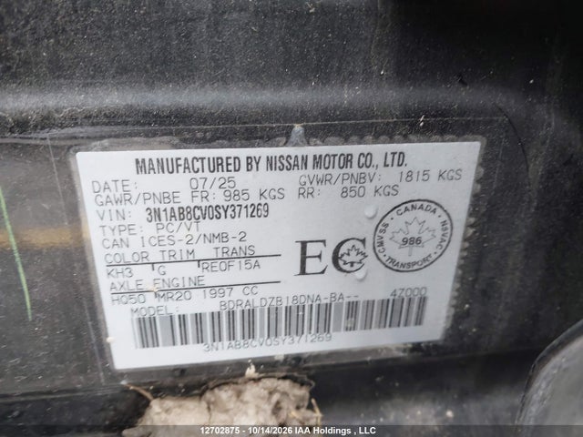 3N1AB8CV0SY371269 Nissan SENTRA SV