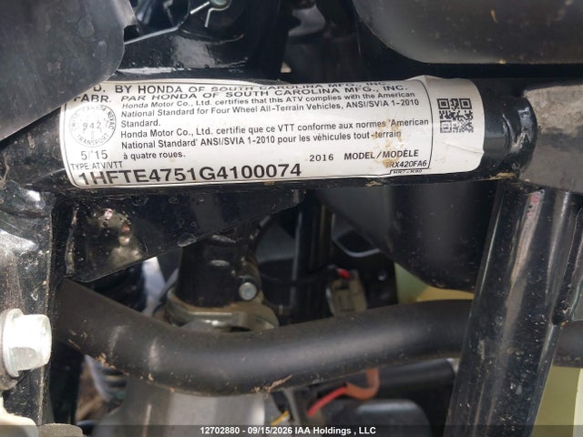 Honda Trx420 Fa 2016 1HFTE4751G4100074 Image 13