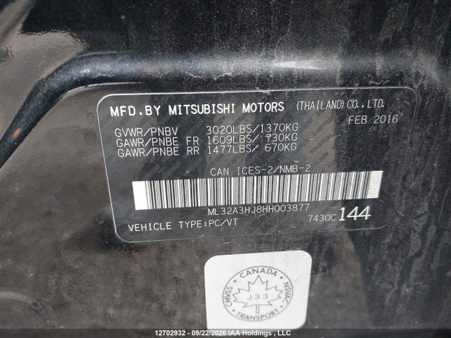 Mitsubishi MIRAGE ES 2017 ML32A3HJ8HH003877 Image 21