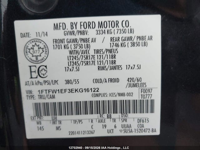 Ford F-150 Xlt 2014 1FTFW1EF3EKG16122 Image 18