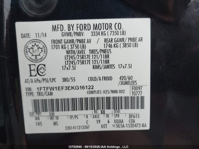 Ford F-150 Xlt 2014 1FTFW1EF3EKG16122 Image 9