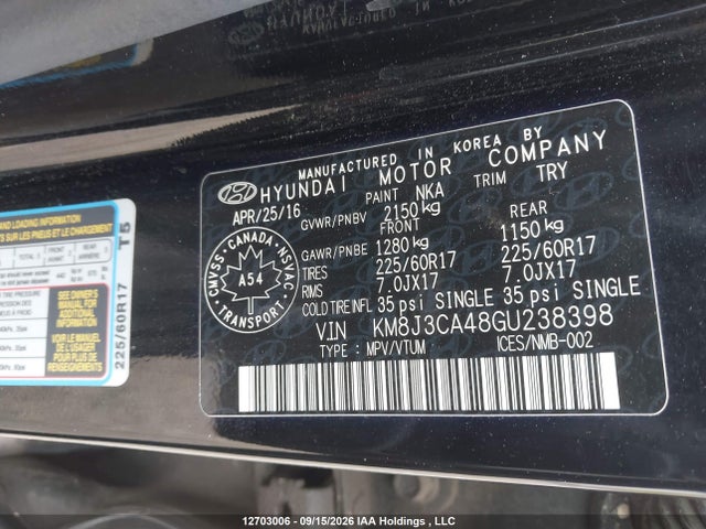 Hyundai Tucson Luxury 2016 KM8J3CA48GU238398 Image 19
