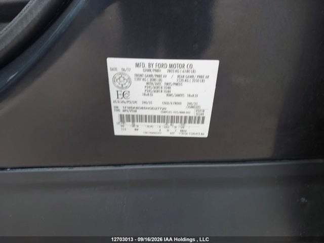 Auction sale of the 2017 Ford Explorer, vin: 1FM5K8D85HGD27720, lot number: 12703013