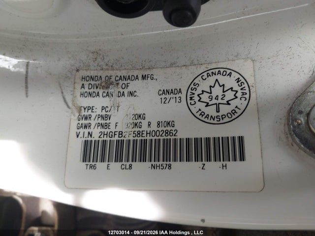 Honda Civic 2014 2HGFB2F58EH002862 Image 19