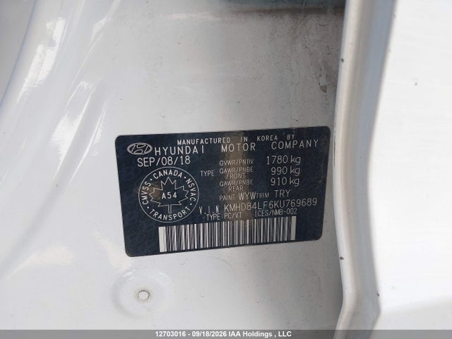 Продаж на аукціоні авто 2019 Hyundai Elantra Sel/value/limited, vin: KMHD84LF6KU769689, номер лоту: 12703016