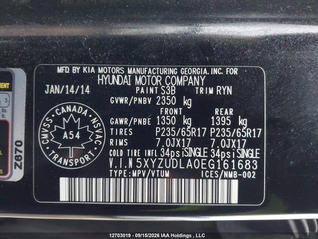 Продажа на аукционе авто 2014 Hyundai Santa Fe Sport, vin: 5XYZUDLA0EG161683, номер лота: 12703019
