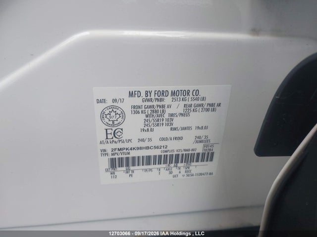 Ford Edge Titanium 2017 2FMPK4K98HBC56212 Image 9