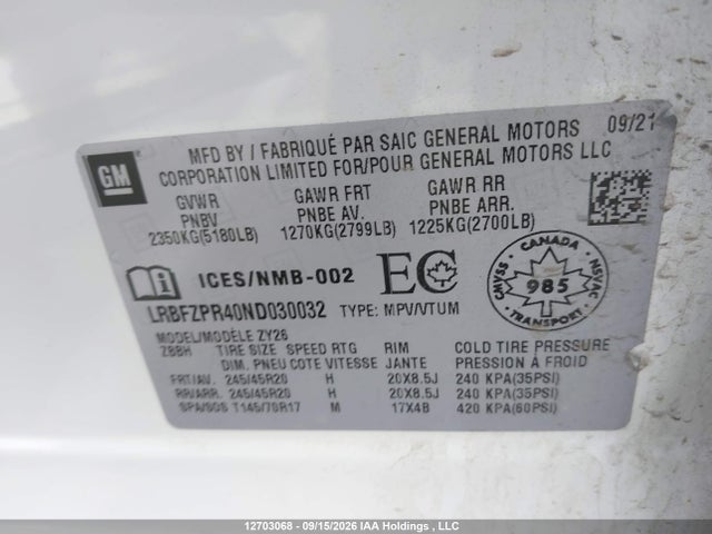 Buick Envision Essence 2022 LRBFZPR40ND030032 Image 9