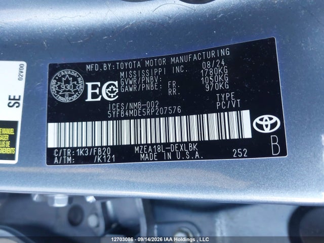 Toyota COROLLA LE 2024 5YFB4MDE5RP207576 Image 20