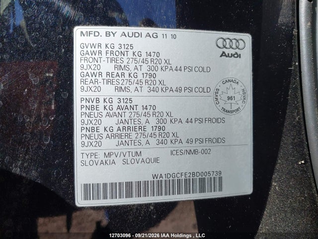 Aukcja sprzedaży 2011 Audi Q7 3.0 Sport, vin: WA1DGCFE2BD005739, numer aukcji: 12703096