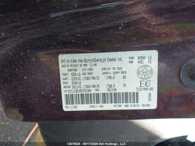 Продажа на аукционе авто 2005 Dodge Ram 3500 Slt/laramie, vin: 3D7LS38CX5G761084, номер лота: 12678828